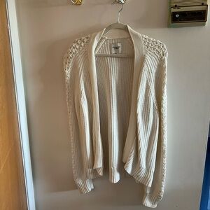 Abercrombie & Fitch Cardigan Long Open Front Knit Cream Large